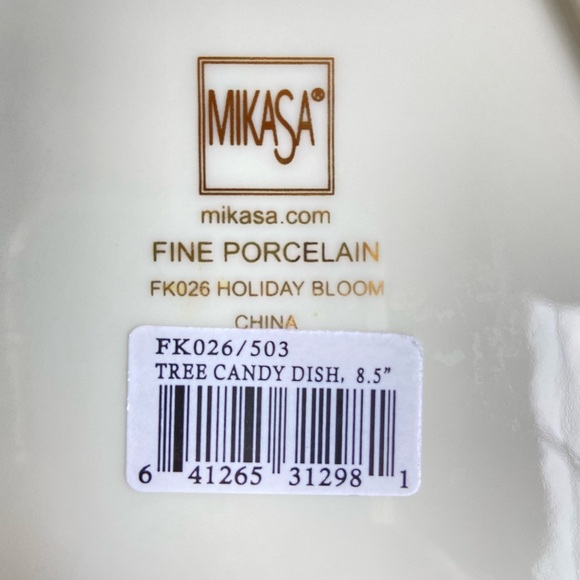 Mikasa Holiday Bloom porcelain Christmas Tree candy dish poinsettia holly pine - Picture 3 of 9